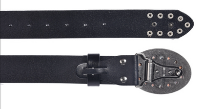 Black Leather Biker Belt with Rivets for Men and Women