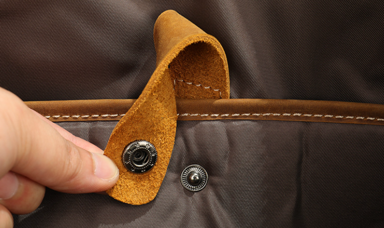 Genuine Leather Office Bag with Trolley Sleeve for Men