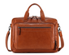 Men Leather Briefcase Office Bag with Trolley Sleeve