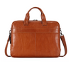 Men Leather Briefcase Office Bag with Trolley Sleeve