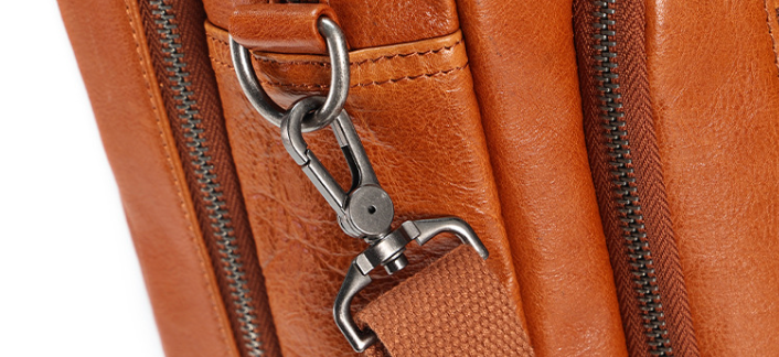 Men Leather Briefcase Office Bag with Trolley Sleeve