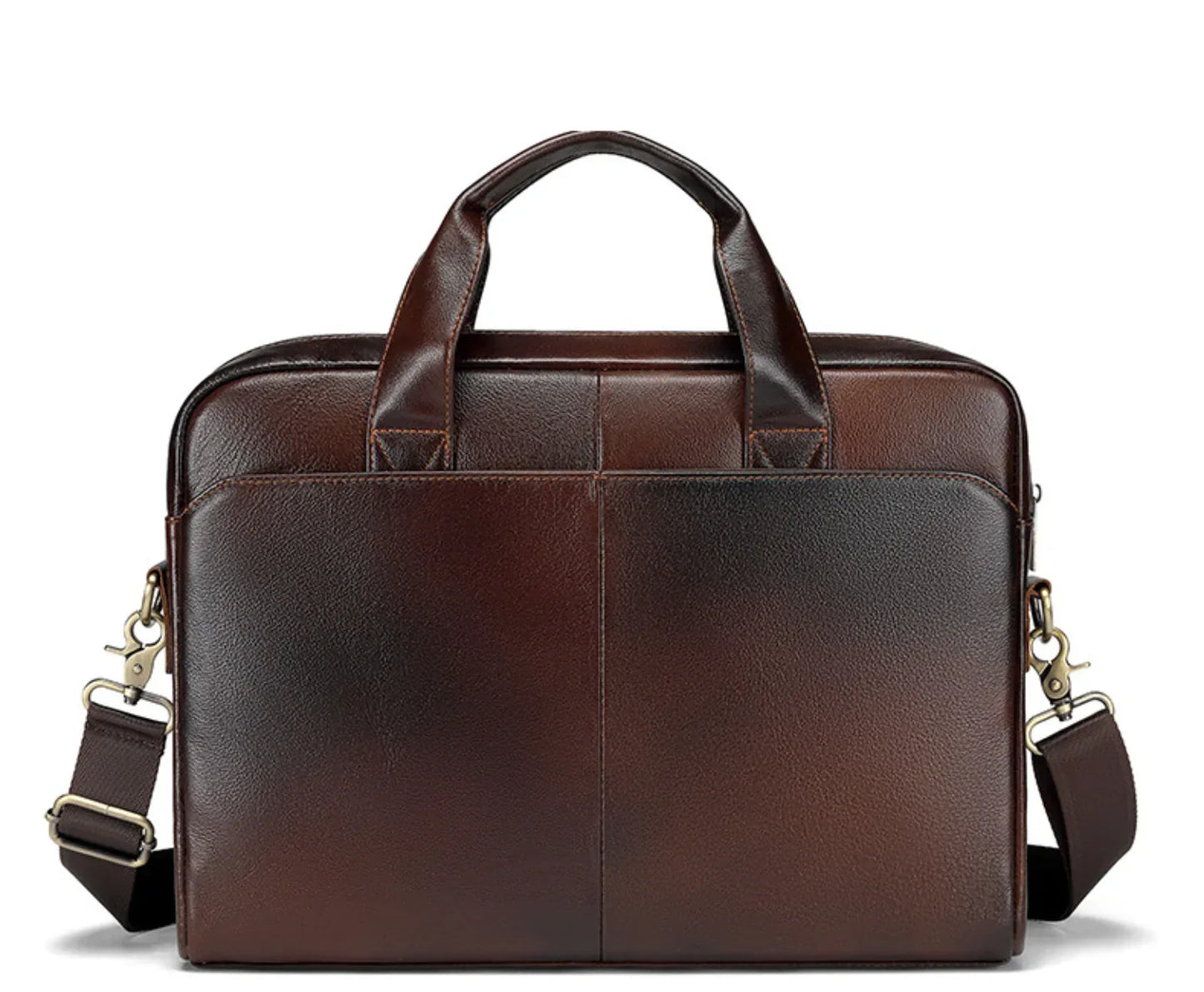 Men's Genuine Leather Office Bag Briefcase with Shoulder Strap