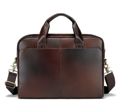 Men's Genuine Leather Office Bag Briefcase with Shoulder Strap