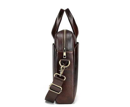 Men's Genuine Leather Office Bag Briefcase with Shoulder Strap