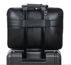 men's genuine leather laptop office bag with trolley sleeve