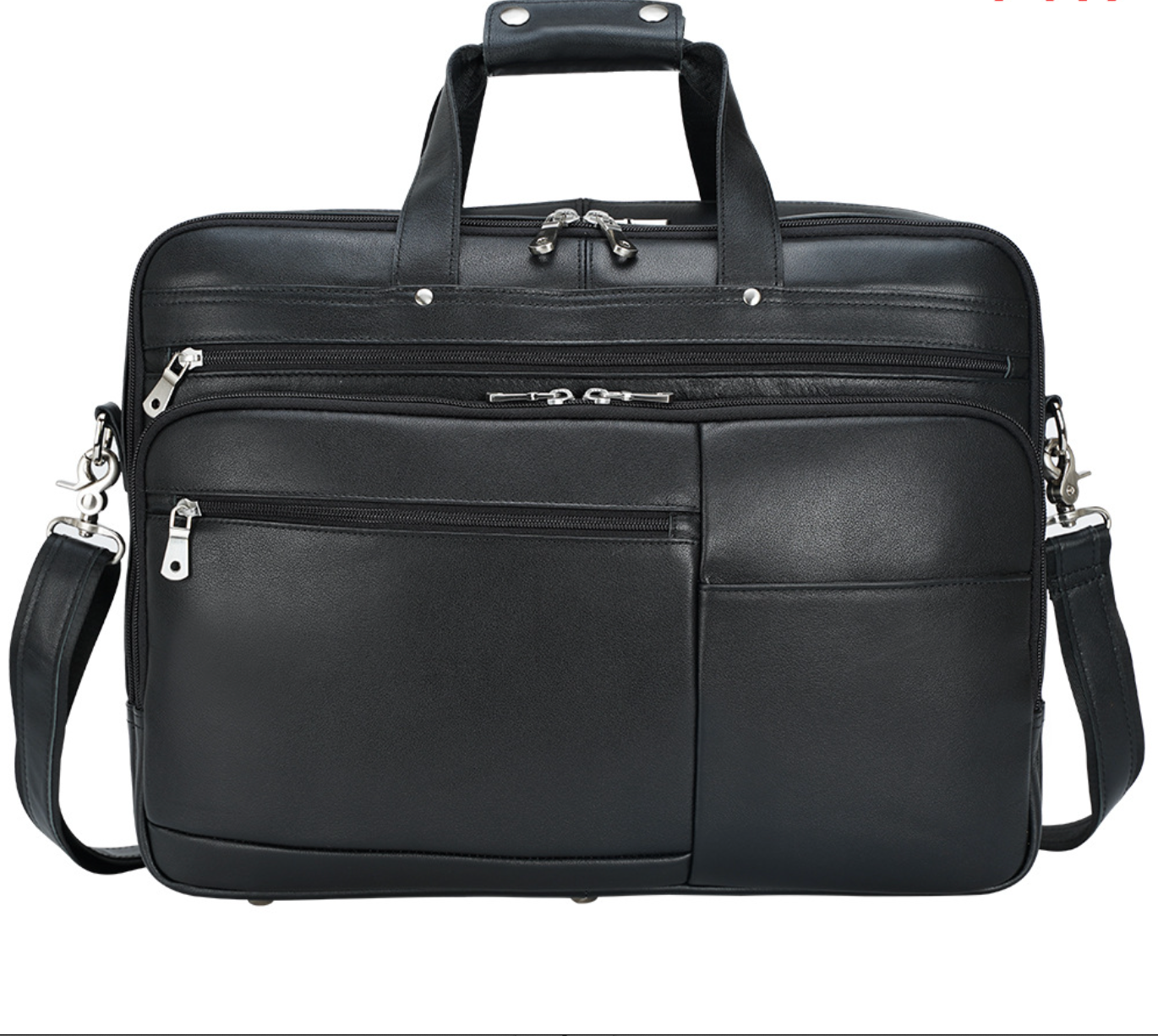 men's genuine leather laptop office bag with trolley sleeve