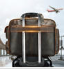 Genuine Leather Office Bag with Trolley Strap