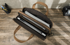 Men Leather Office Briefcase with Trolley Sleeve