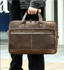 Genuine Leather Laptop Office Bag Briefcase with Trolley Sleeve