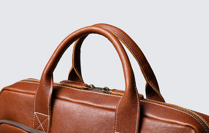 Leather Travel Office Bag with Trolley Strap