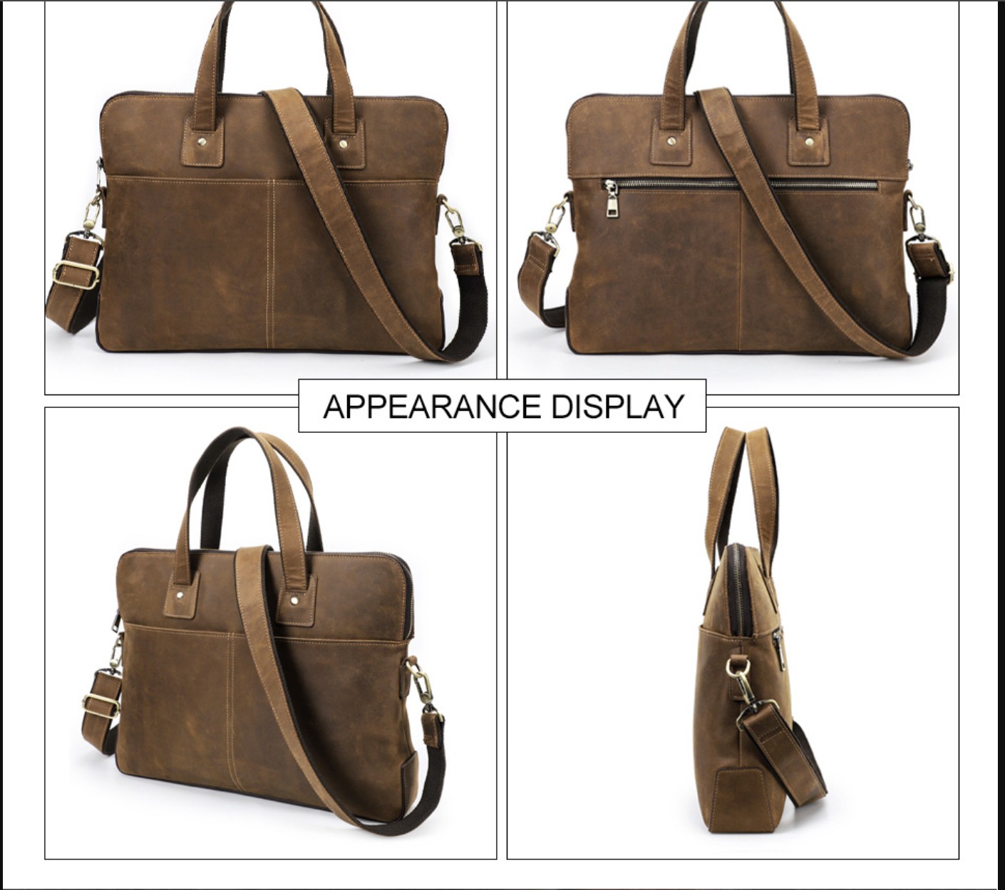 Coffee Brown Leather Office Messenger Bag