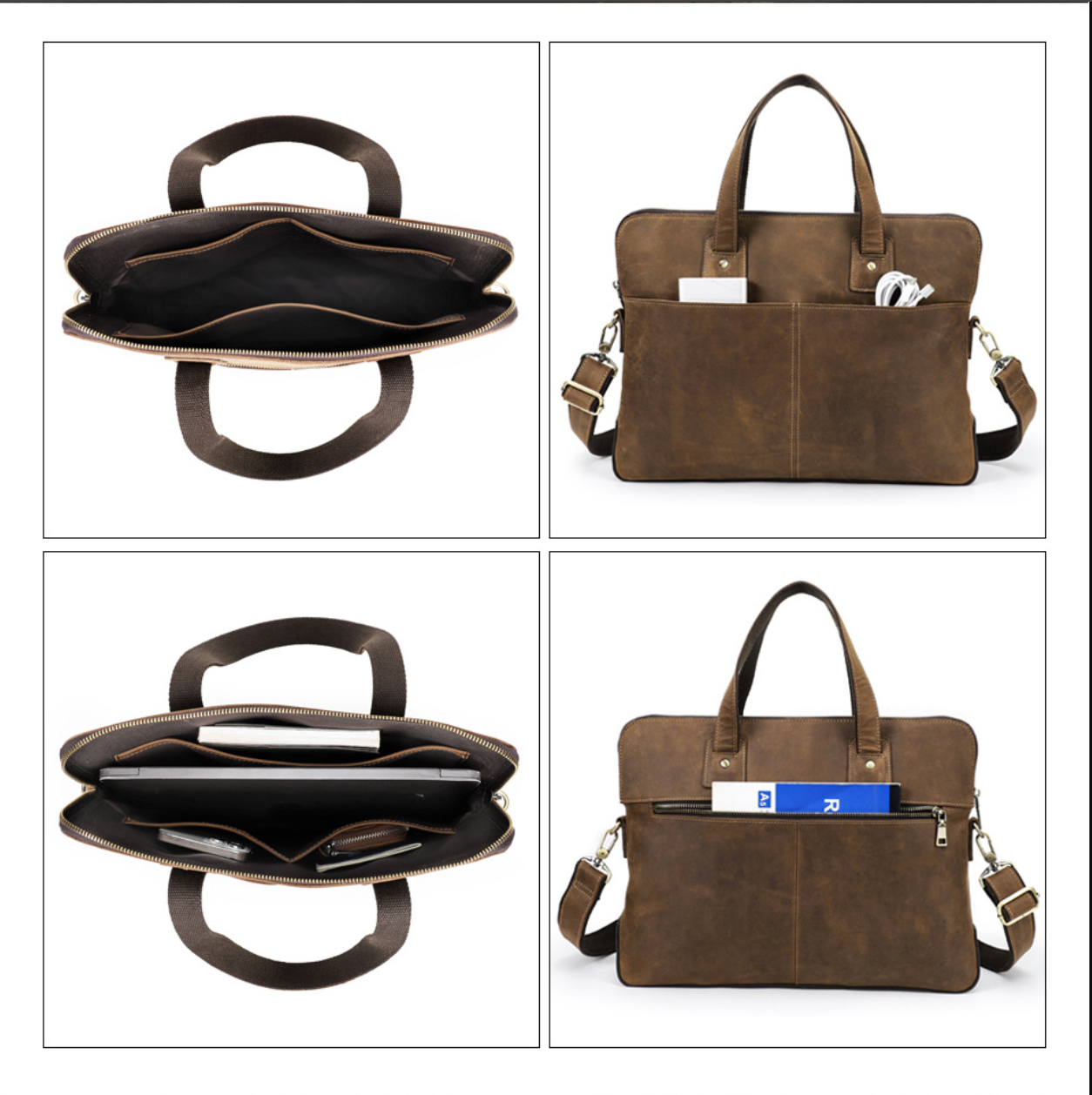 Coffee Brown Leather Office Messenger Bag