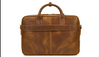 Men's Genuine Leather Travel Office Bag with Trolley Strap