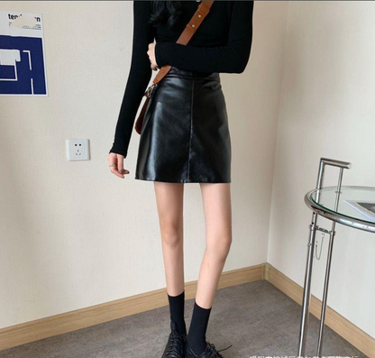 A Line Faux Leather Skirt Fall Outfit