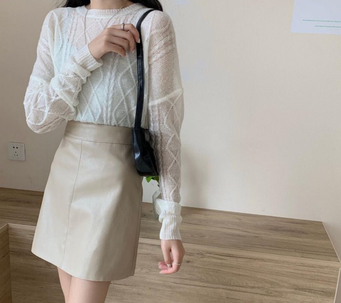 A Line Faux Leather Skirt Fall Outfit