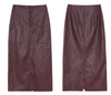 High Waisted PU Leather Pencil Skirt with Front Buttons