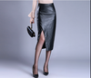 High Waist PU Midi Pencil Skirt for Women