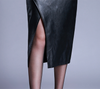 High Waist PU Midi Pencil Skirt for Women