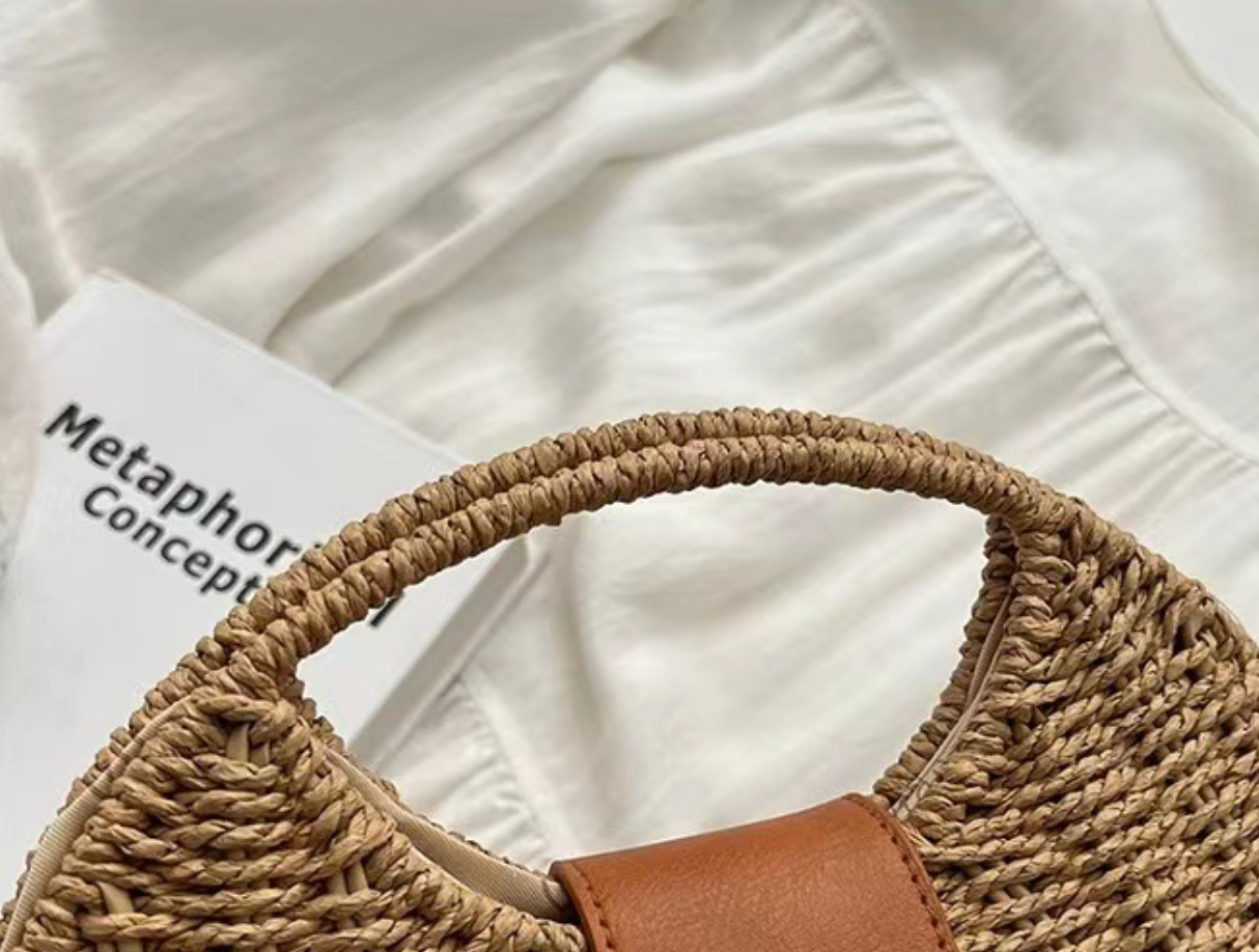 Straw Woven Beach Crossbody Bag for Women