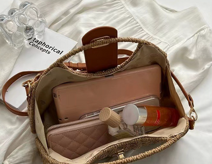 Straw Woven Beach Crossbody Bag for Women