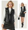 Black Faux Leather Biker Vest for Women