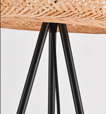 Boho Rattan Standing Floor Lamp for Living Room