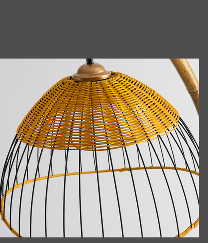 Modern Boho Bamboo Floor Lamp Handmade Rattan