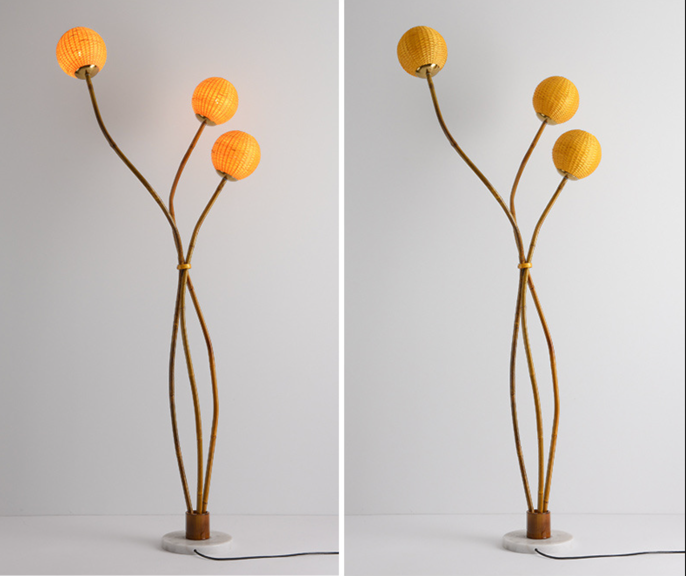 Modern Boho Bamboo Floor Lamp Handmade Rattan