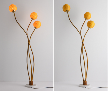 Modern Boho Bamboo Floor Lamp Handmade Rattan