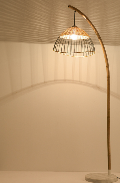 Modern Boho Bamboo Floor Lamp Handmade Rattan