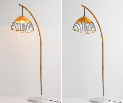 Modern Boho Bamboo Floor Lamp Handmade Rattan