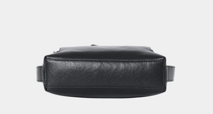 Men’s Black Leather Crossbody Messenger Chest Bag