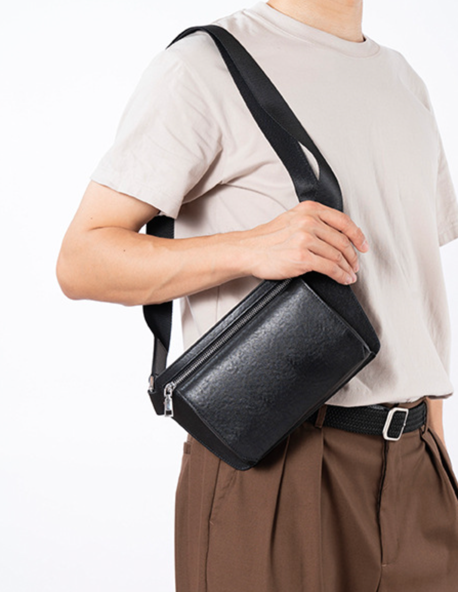 Men's Small Leather Chest Bag with Strap
