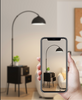 Floor Arc Lamp with Table, Drawer and Wireless Charger