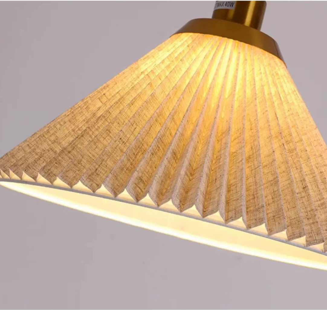 Minimalist Curved Floor Lamp with Pleated Shade