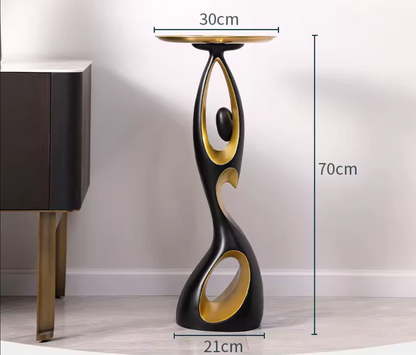 Artistic Resin Standing Light Sculptural Black and Gold Moon Floor Lamp