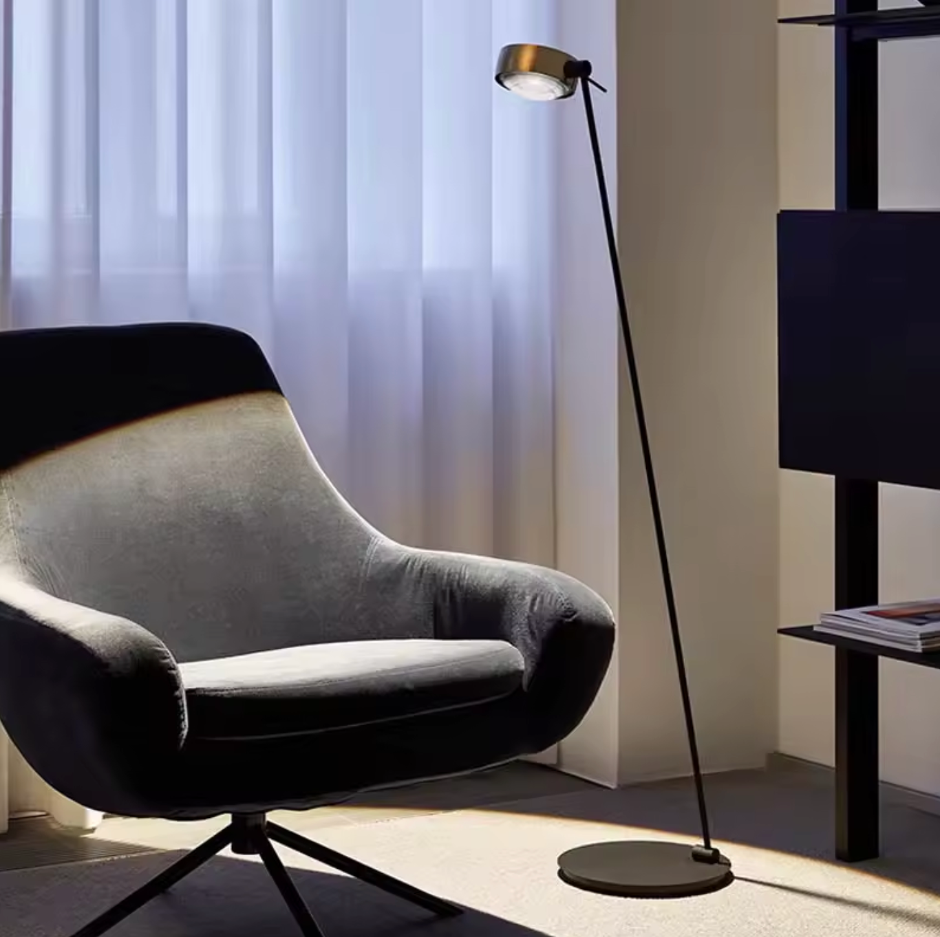 Modern Minimalist Floor Lamp with Adjustable Head Reading Light