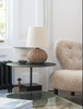 Modern Rattan Table Lamp with Fabric Shade for Bedroom