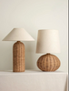 Modern Rattan Table Lamp with Fabric Shade for Bedroom