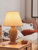 Modern Rattan Table Lamp with Fabric Shade for Bedroom