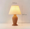 Modern Rattan Table Lamp with Fabric Shade for Bedroom
