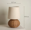 Modern Rattan Table Lamp with Fabric Shade for Bedroom