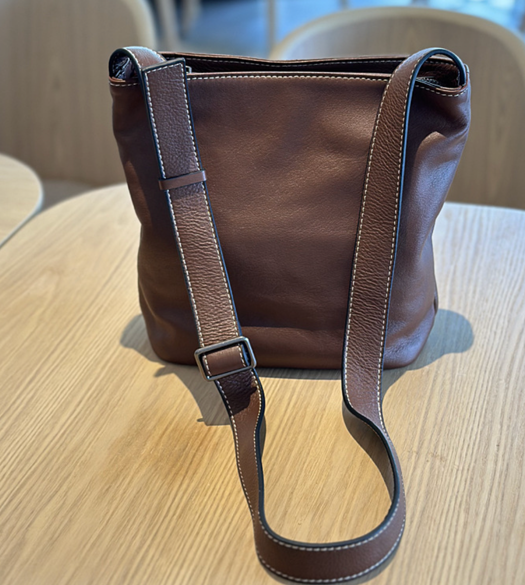 Soft Leather Shoulder Crossbody Bucket Bag