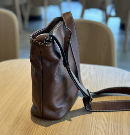 Soft Leather Shoulder Crossbody Bucket Bag