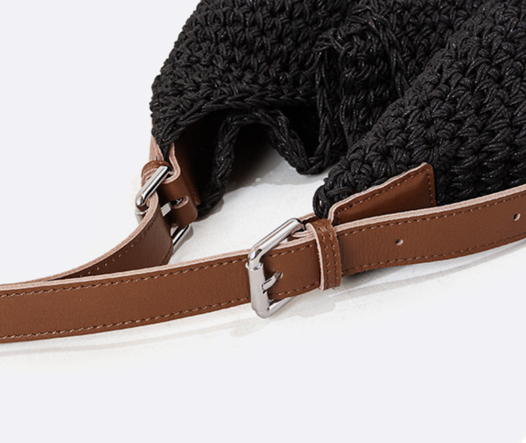 Black Woven Armpit Shoulder Purse Bag