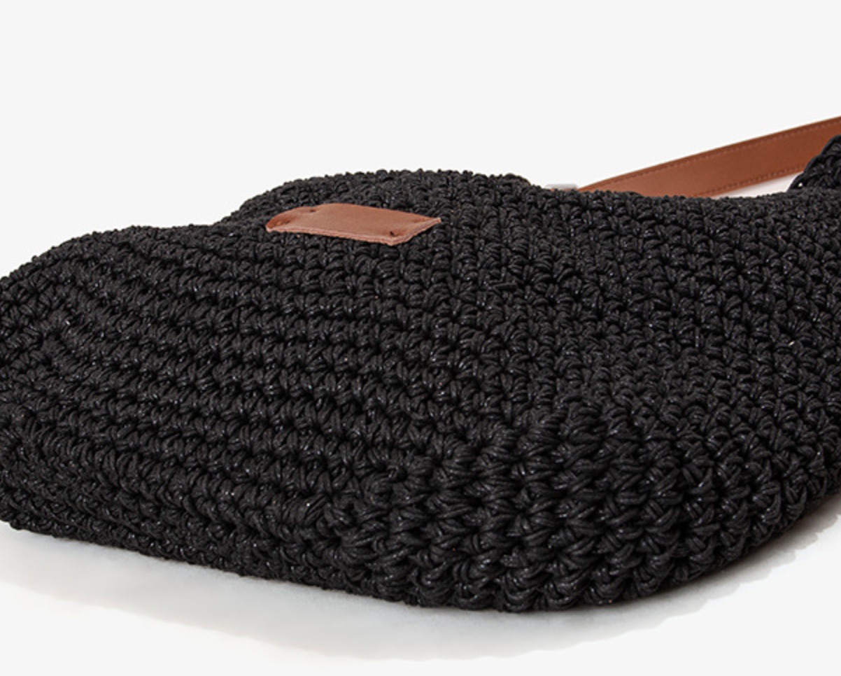 Black Woven Armpit Shoulder Purse Bag