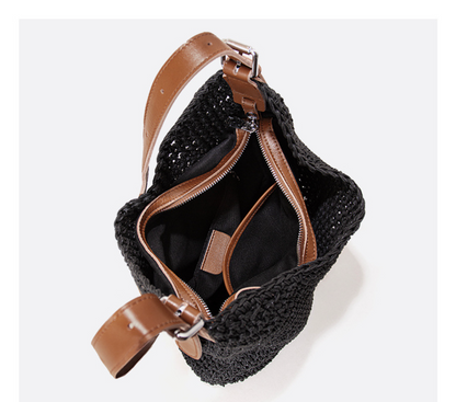 Black Woven Armpit Shoulder Purse Bag