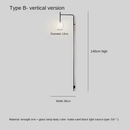 Nordic Adjustable Wall Lamp Minimalist With Frosted Glass Shade