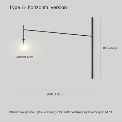 Nordic Adjustable Wall Lamp Minimalist With Frosted Glass Shade