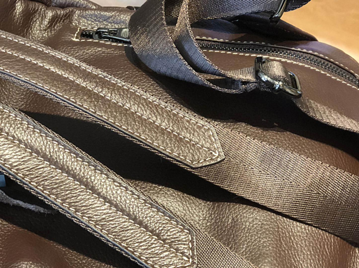 Brown Leather Backpack for Women with Laptop Space